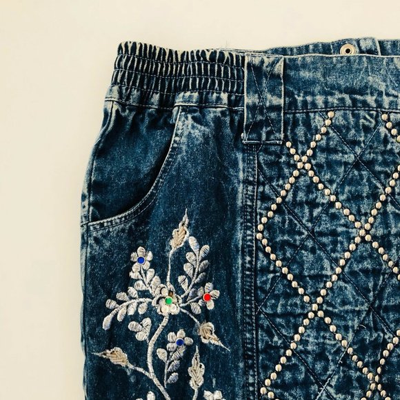 Vintage 1980's Jazzino Stonewash Rocker Chic Skirt - Picture 4 of 10